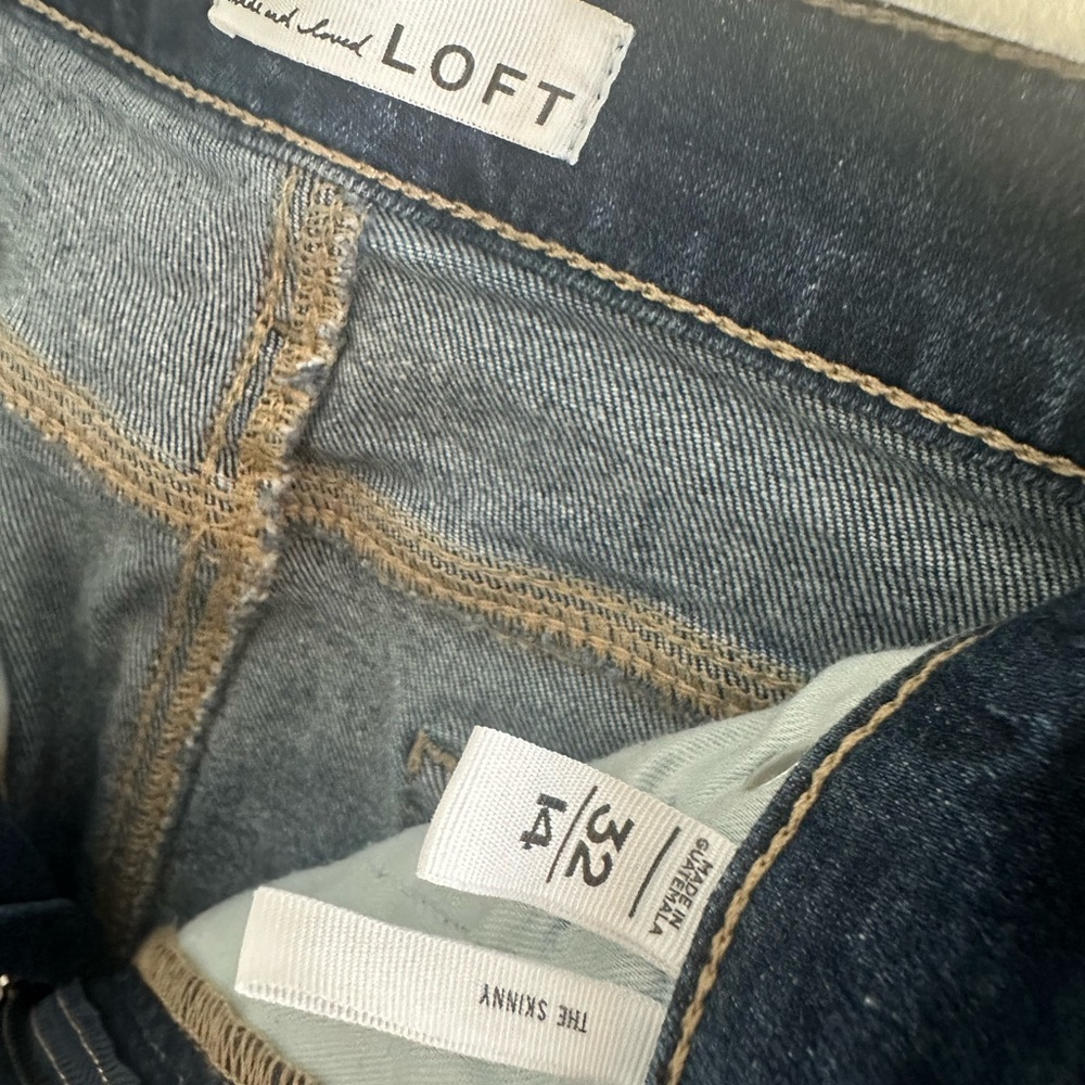 LOFT Dark Wash Skinny Jeans - Dark Blue